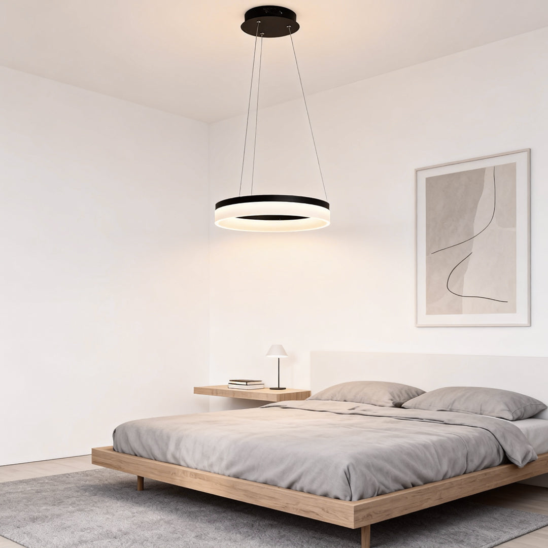 Modern LED Ring Pendant Chandelier Minimalist Aluminum Ceiling Light for Dining Room
