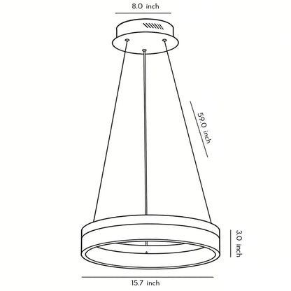 Modern LED Ring Pendant Chandelier Minimalist Aluminum Ceiling Light for Dining Room