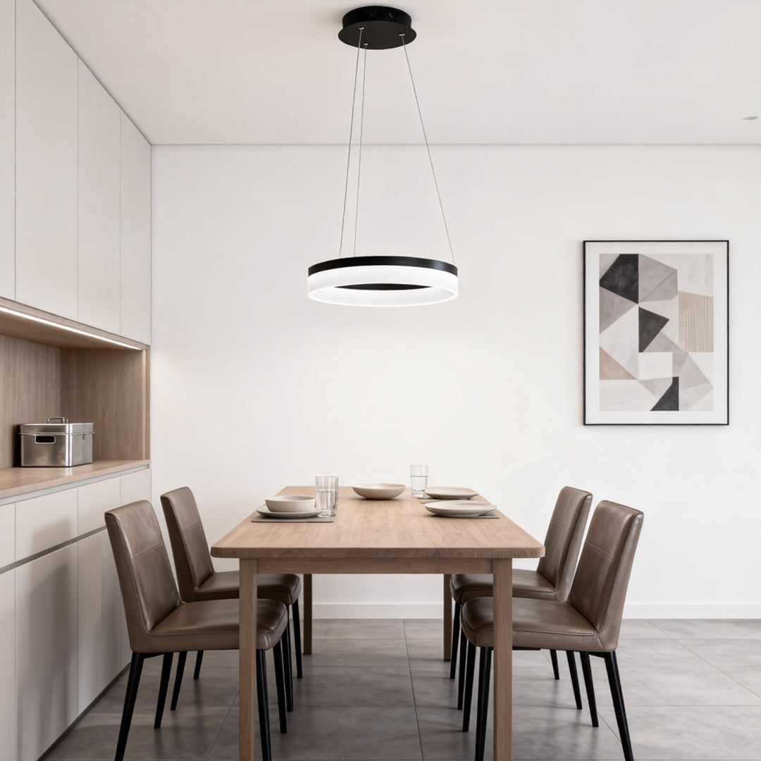 Modern LED Ring Pendant Chandelier Minimalist Aluminum Ceiling Light for Dining Room
