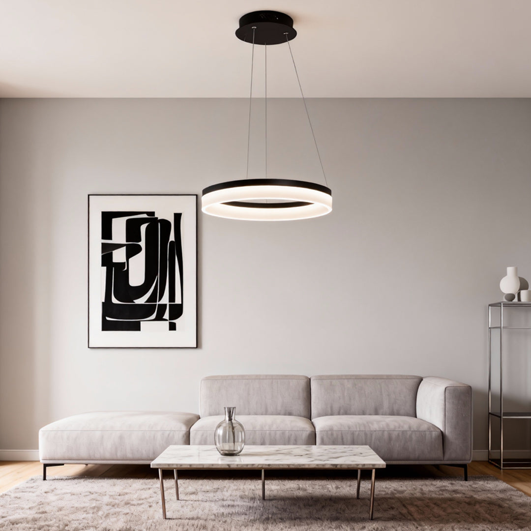 Modern LED Ring Pendant Chandelier Minimalist Aluminum Ceiling Light for Dining Room