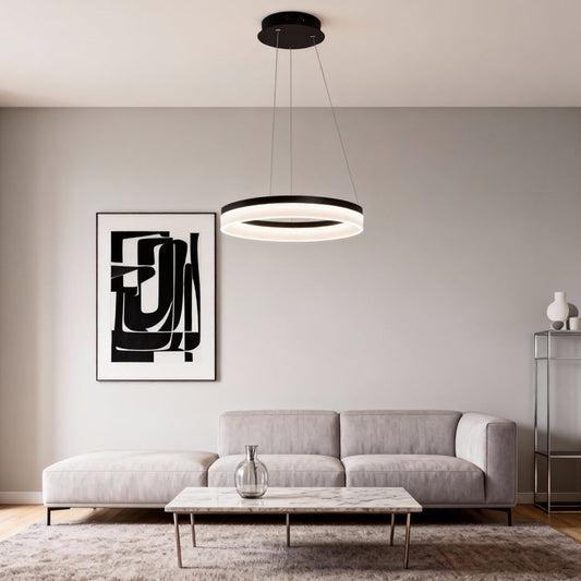 Modern LED Ring Pendant Chandelier Minimalist Aluminum Ceiling Light for Dining Room