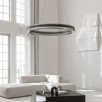 Modern Black Ring Chandelier Italian Minimalist LED Pendant Light Dining Room Living Room Bedroom