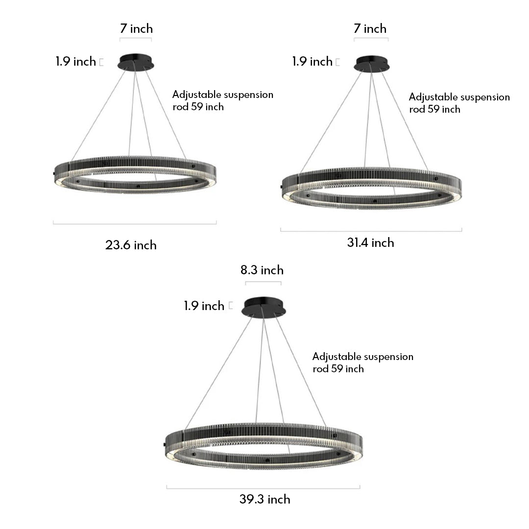 Modern Black Ring Chandelier Italian Minimalist LED Pendant Light Dining Room Living Room Bedroom