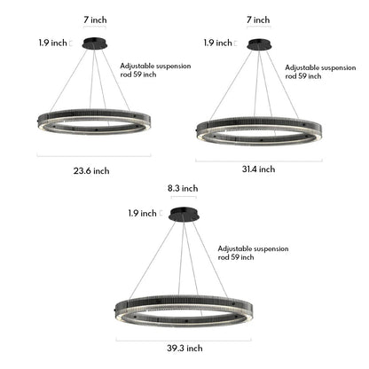 Modern Black Ring Chandelier Italian Minimalist LED Pendant Light Dining Room Living Room Bedroom