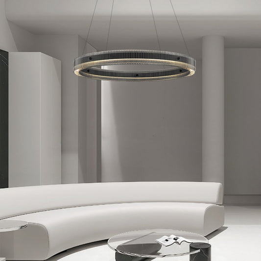 Modern Black Ring Chandelier Italian Minimalist LED Pendant Light Dining Room Living Room Bedroom