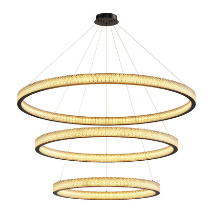 Copper Ring Chandelier White Acrylic Dimmable LED 3000K 6000K Remote 7 Sizes