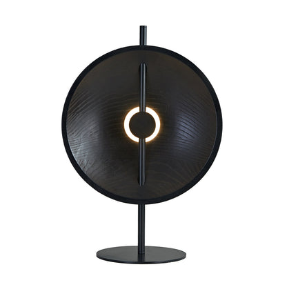 Ash Wood Round Disc Table Lamp Modern Minimalist LED Warm White Black or Natural 20.47 Inch