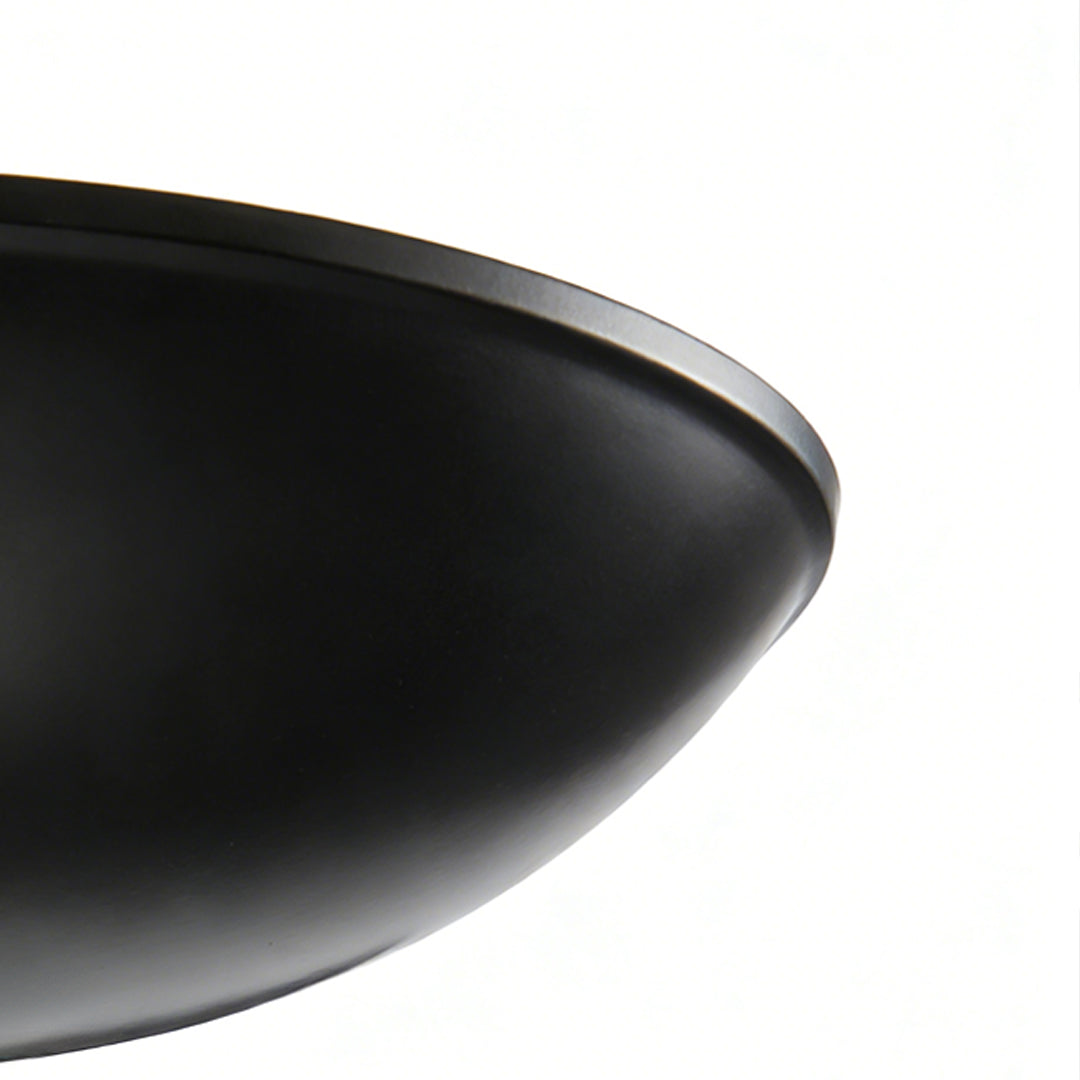 Black and Gold Six-Arm Disc Chandelier with Matte Black Shades and Brushed Gold Frame
