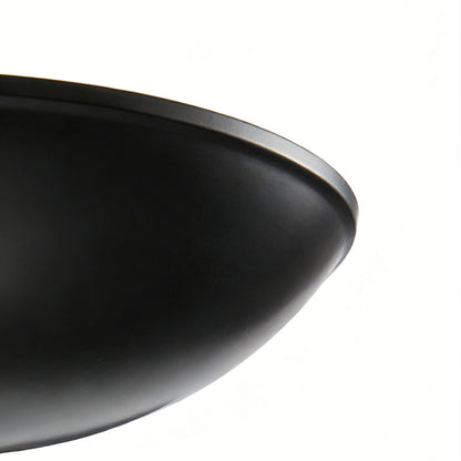 Black and Gold Six-Arm Disc Chandelier with Matte Black Shades and Brushed Gold Frame