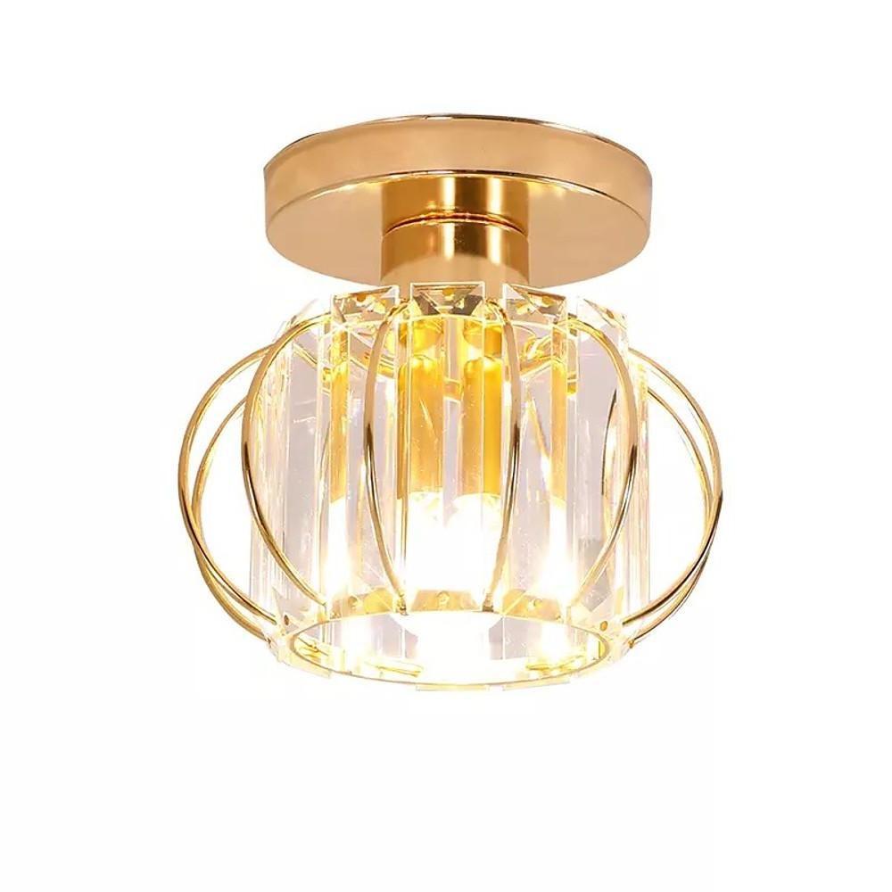 Multiple Oval Crystal Semi-Flush Mount Ceiling Light — Traditional Classic Metal Crystal E26 E27 Gold Black 6 Inch