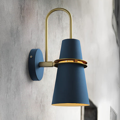 Minimalist Cone Iron Wall Sconce E27 Downlight Hardwired Black White Blue Indoor 110–220V