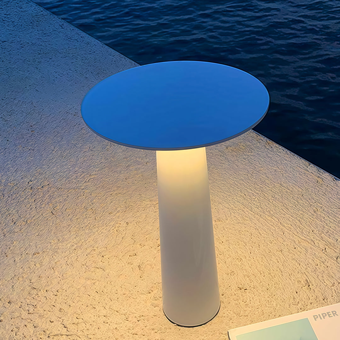Modern Table Lamp Outdoor IP65 Waterproof Hardwired Aluminum Garden Landscape 3000K Black White 9.65 Inch