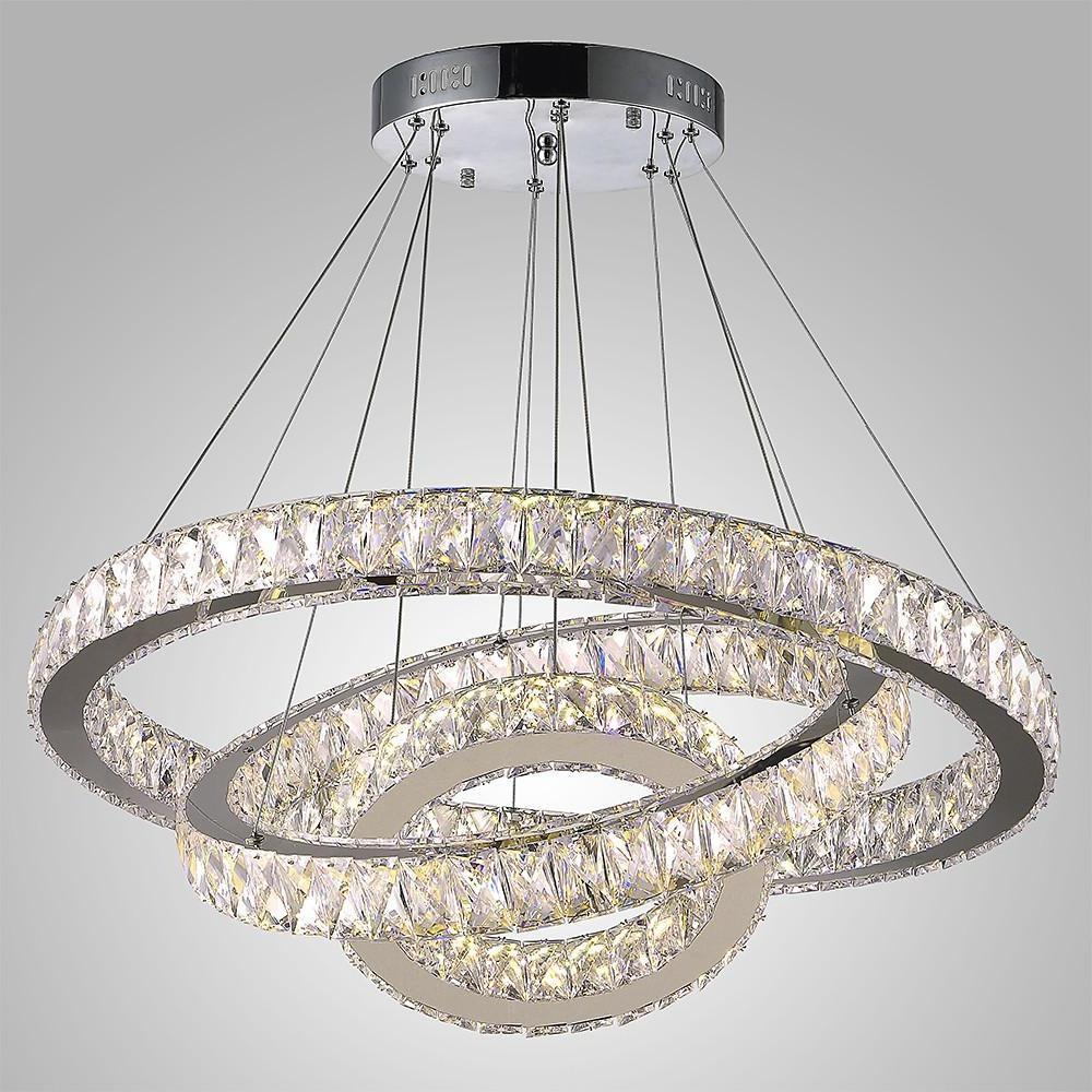 Chandelier Metal Crystal Integrated LED Interwoven Rings Silver Electroplated Modern Chic Warm White / White / Dimmable