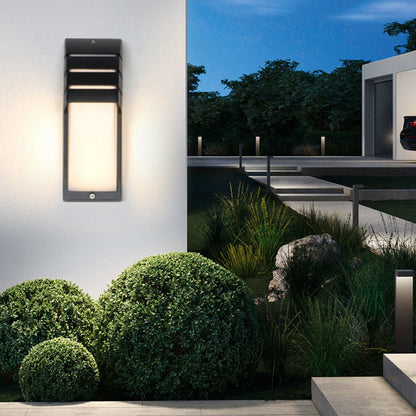 Modern LED Outdoor Wall Sconce Aluminum Acrylic Double Layer IP65 9W 85-265V Motion Sensor Black Balcony Terrace