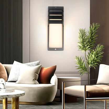 Modern LED Outdoor Wall Sconce Aluminum Acrylic Double Layer IP65 9W 85-265V Motion Sensor Black Balcony Terrace