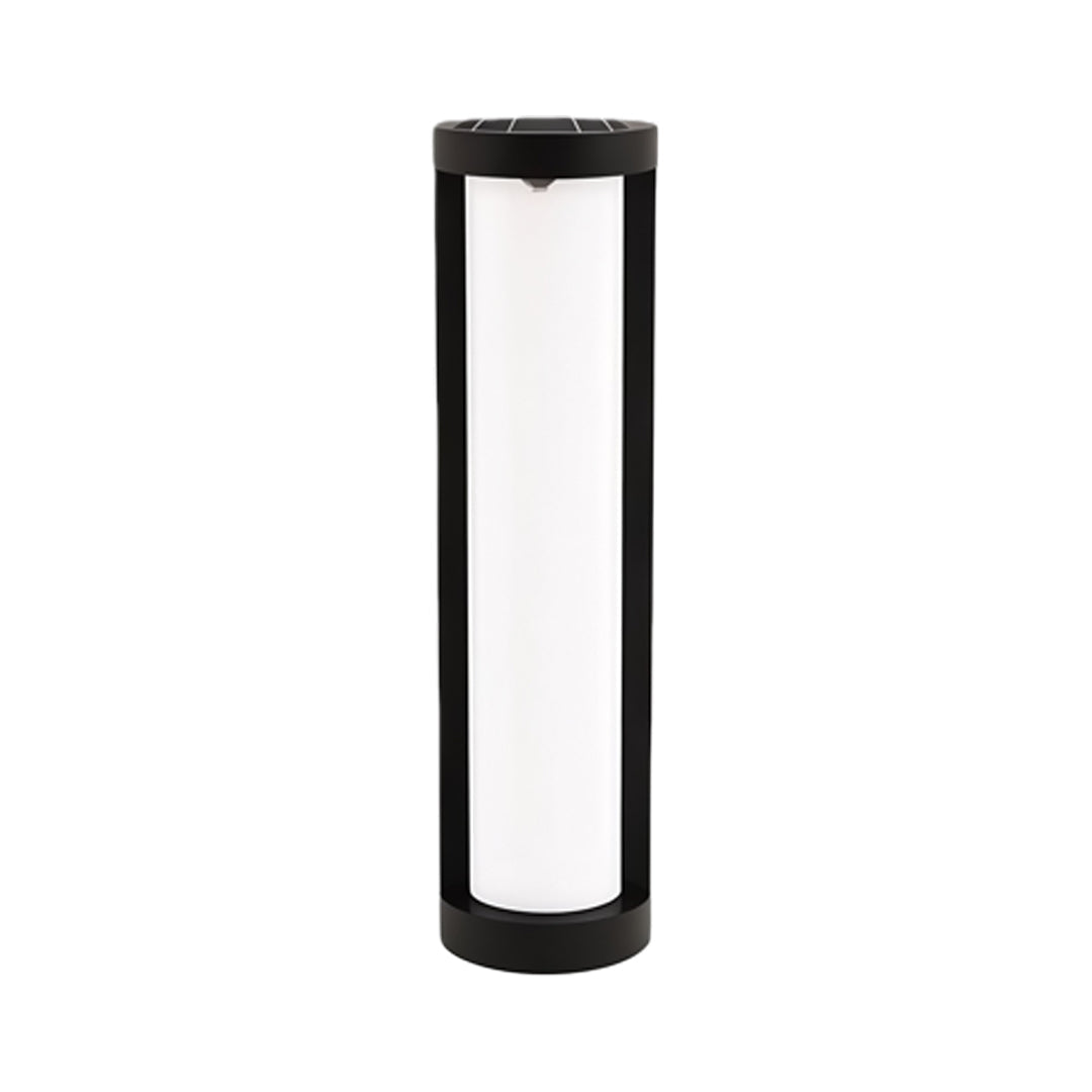 Cylindrical LED Bollard Landscape Light | Solar & Hardwired Black Outdoor Path Light