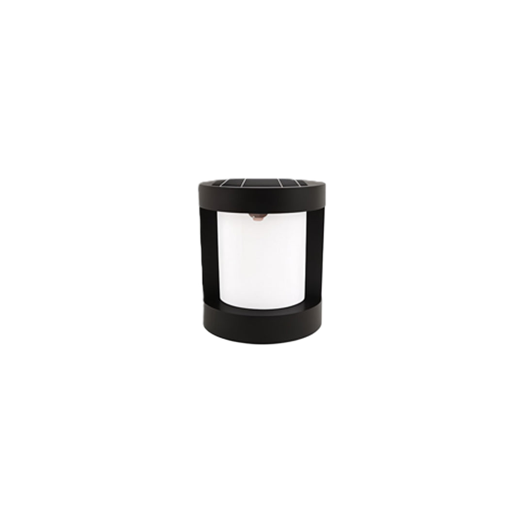 Cylindrical LED Bollard Landscape Light | Solar & Hardwired Black Outdoor Path Light
