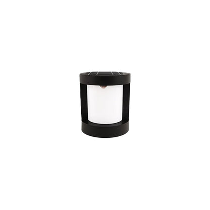 Cylindrical LED Bollard Landscape Light | Solar & Hardwired Black Outdoor Path Light