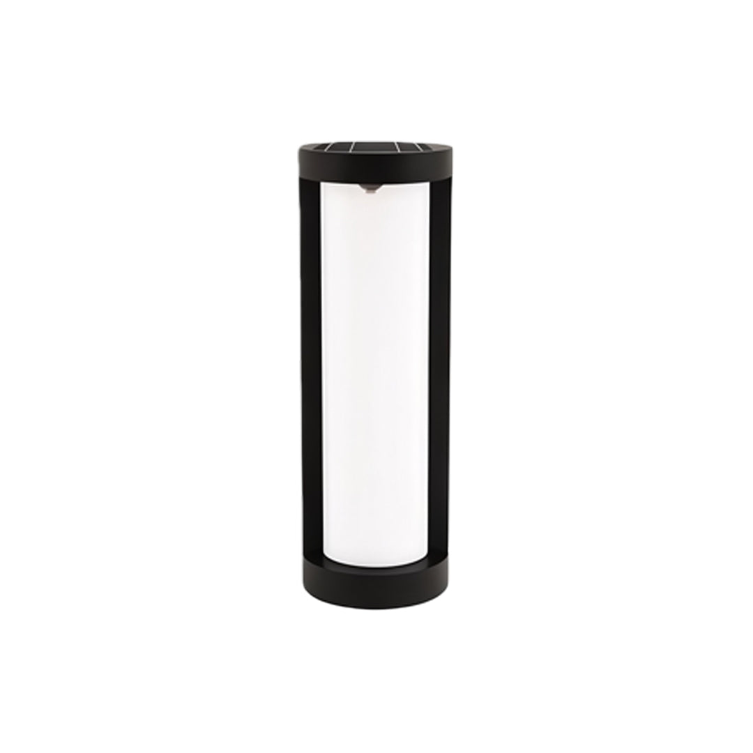 Cylindrical LED Bollard Landscape Light | Solar & Hardwired Black Outdoor Path Light