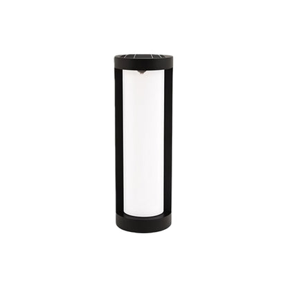 Cylindrical LED Bollard Landscape Light | Solar & Hardwired Black Outdoor Path Light