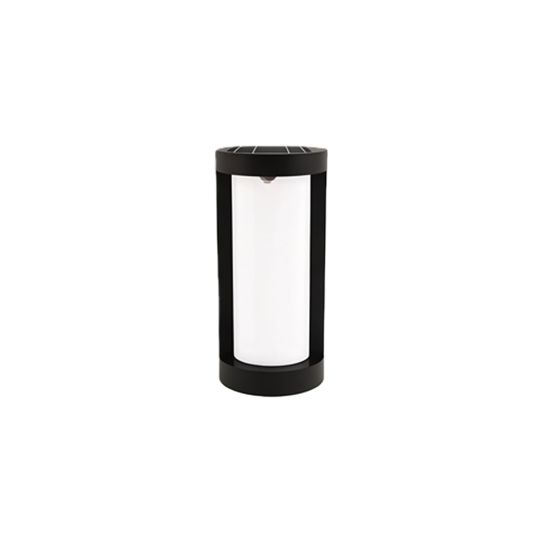 Cylindrical LED Bollard Landscape Light | Solar & Hardwired Black Outdoor Path Light
