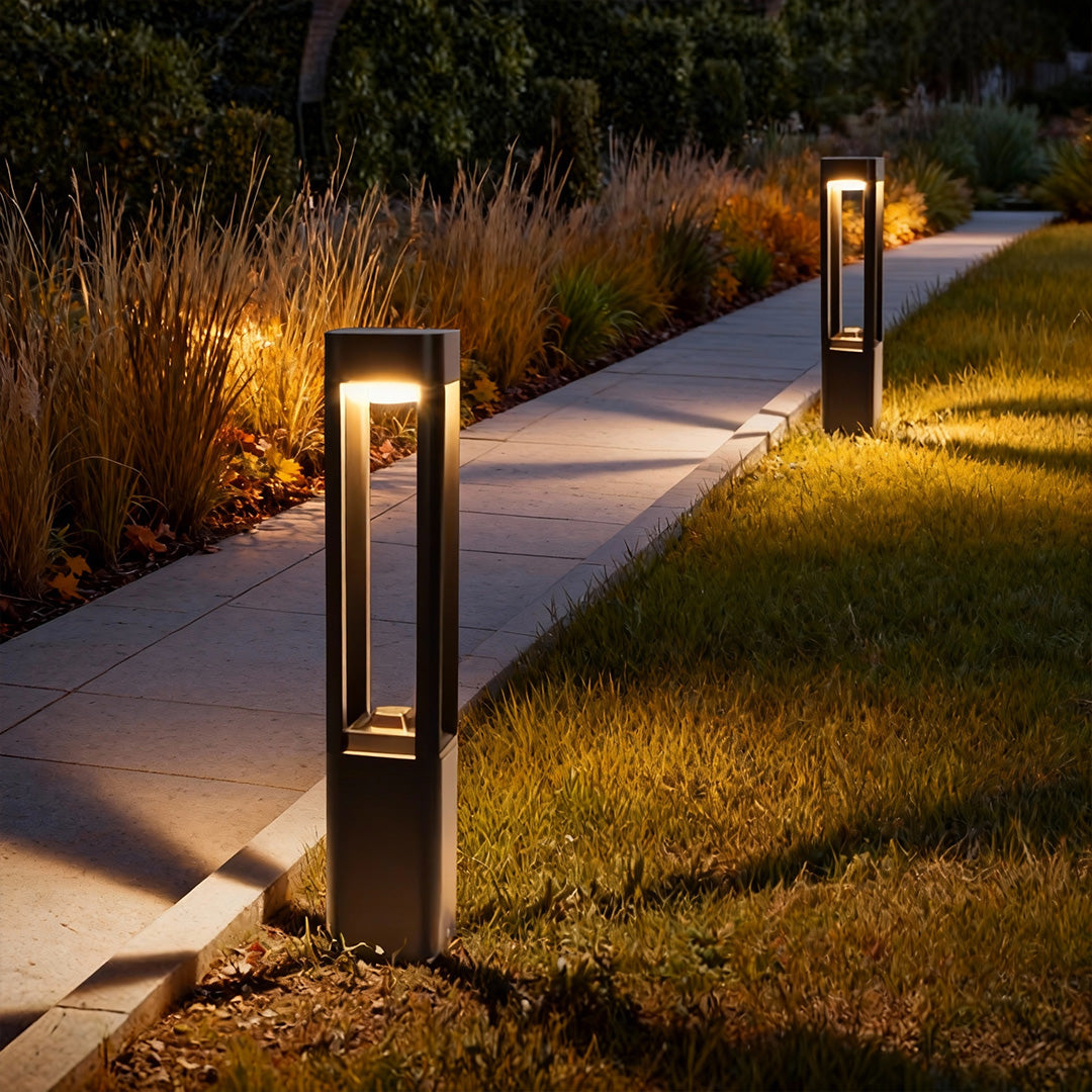 Die-Cast Aluminium LED Bollard Light 3000K IP55 Hardwired Matte Black 3 Heights Pathway Garden