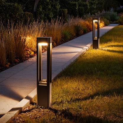 Die-Cast Aluminium LED Bollard Light 3000K IP55 Hardwired Matte Black 3 Heights Pathway Garden