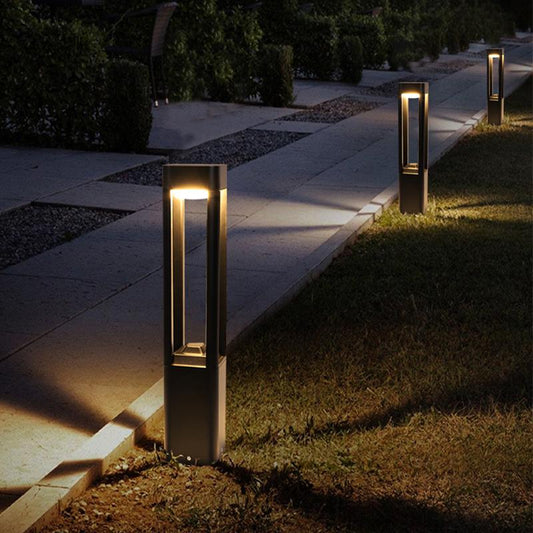Modern Black LED Bollard Light | Aluminum Outdoor Landscape Path Lamp