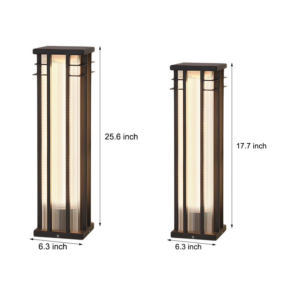 Modern Stainless Steel LED Bollard Light Waterproof Outdoor Pathway Landscape Lighting Black Steel PMMA IP65