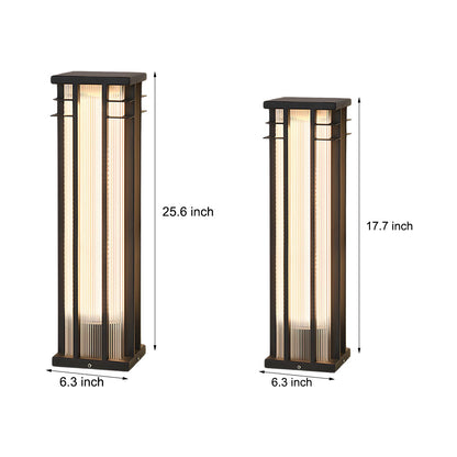 Modern Stainless Steel LED Bollard Light Waterproof Outdoor Pathway Landscape Lighting Black Steel PMMA IP65