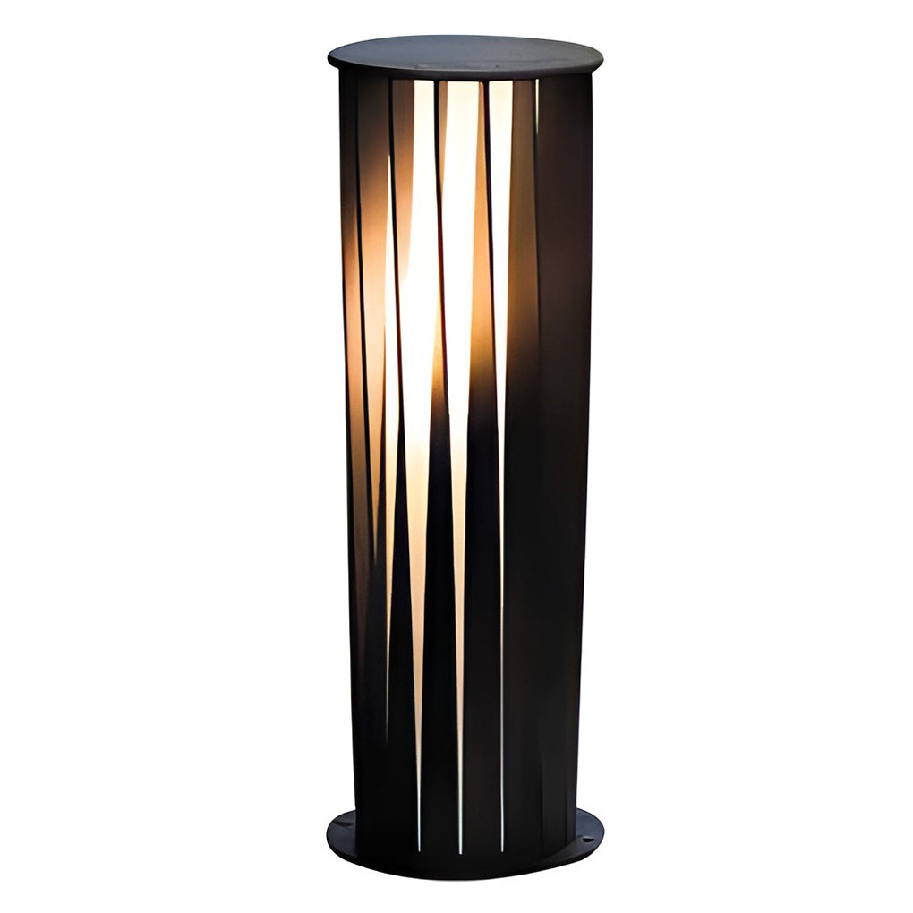 Modern Cylindrical LED Bollard Light Waterproof Solar & Hardwired Outdoor Pathway Lighting Black Aluminum Acrylic IP65