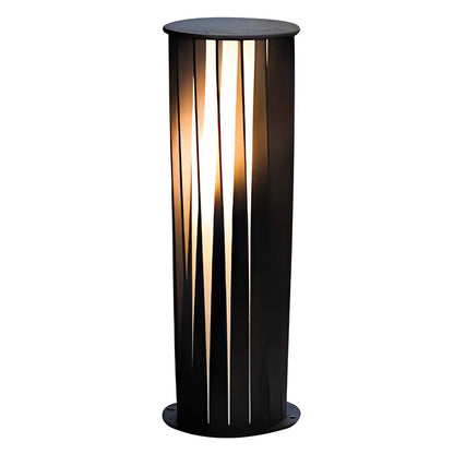 Modern Cylindrical LED Bollard Light Waterproof Solar & Hardwired Outdoor Pathway Lighting Black Aluminum Acrylic IP65