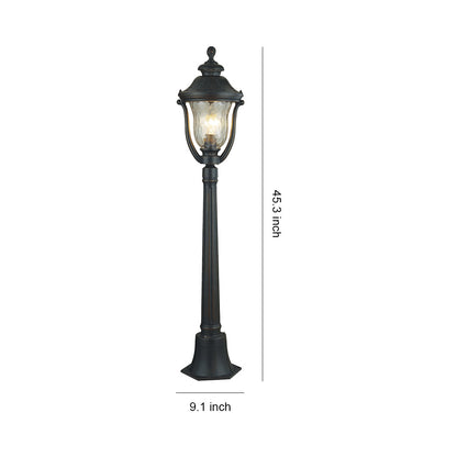 European Style Bollard Post Light Coffee Aluminum Pointed Lantern Top 12W 45 Inch Garden
