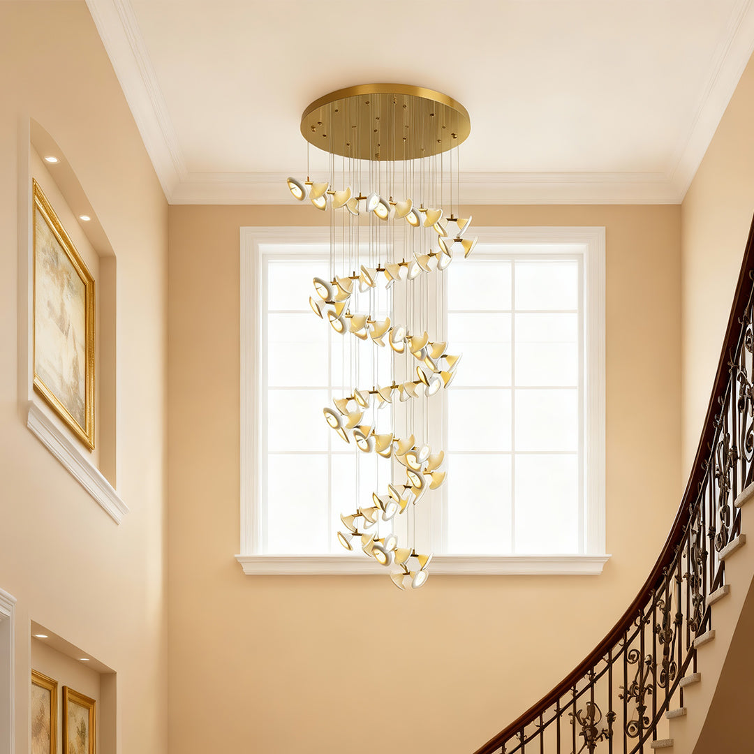 Ceramic Tulip Chandelier Gold Stainless Steel G4 French Style 7 Sizes Warm White