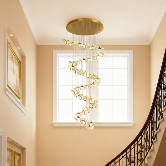 Ceramic Tulip Chandelier Gold Stainless Steel G4 French Style 7 Sizes Warm White