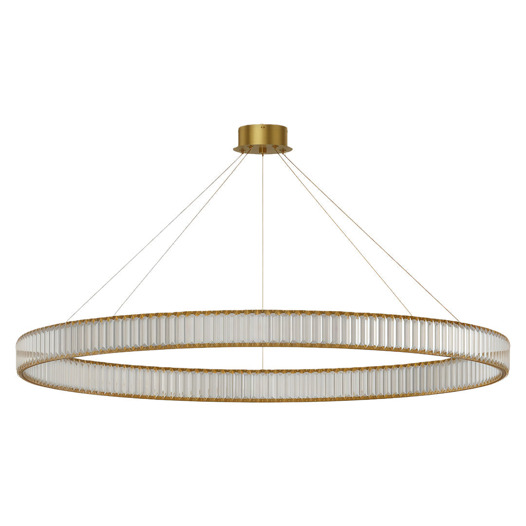 Crystal Ring Chandelier Solid Copper Clear Crystal Rods Integrated LED 3-Step Dimming American Style