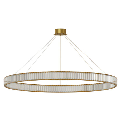 Crystal Ring Chandelier Solid Copper Clear Crystal Rods Integrated LED 3-Step Dimming American Style