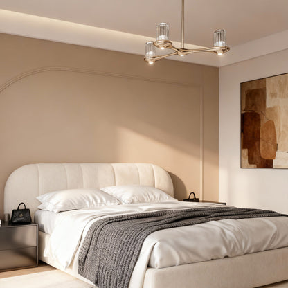 Brass Crystal Chandelier Copper 3-Light Branching Arms Clear Crystal Nordic Minimalist
