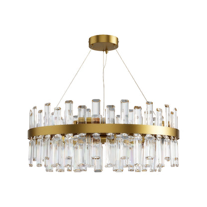 Crystal Ring Chandelier Copper-Iron Geometric Layered Crystal Rods E14 Nordic Retro
