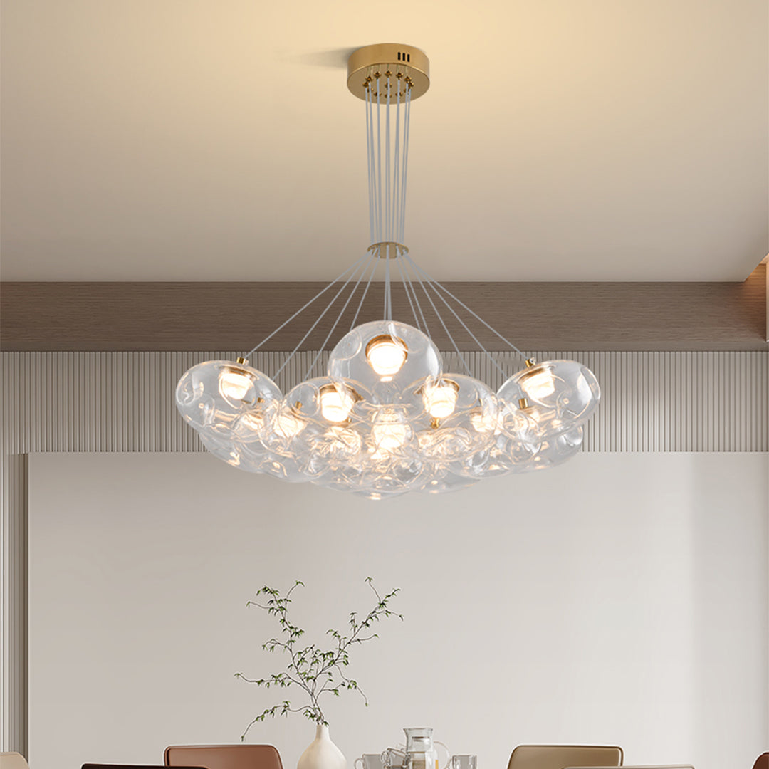 Glass Globe Multi-Head Chandelier with Full-Spectrum Integrated LED