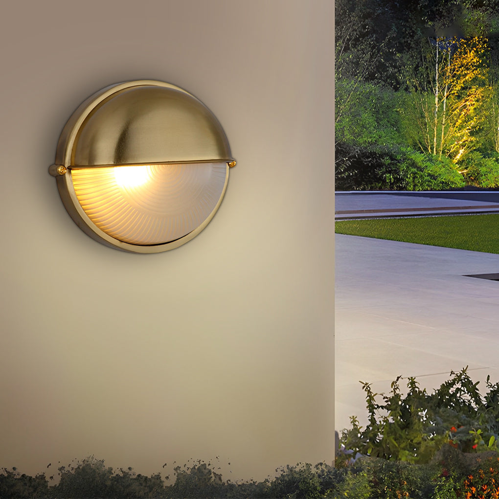 Oval Round Bulkhead Wall Light Retro Industrial Aluminum Glass IP65 Gold Gray 2 Shapes 2 Sizes Balcony Bathroom Garden