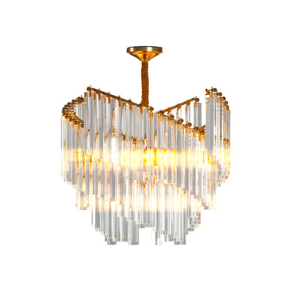 Vintage Crystal Chandelier Full Copper Tiered Cascading Crystal E14 Modern Luxury