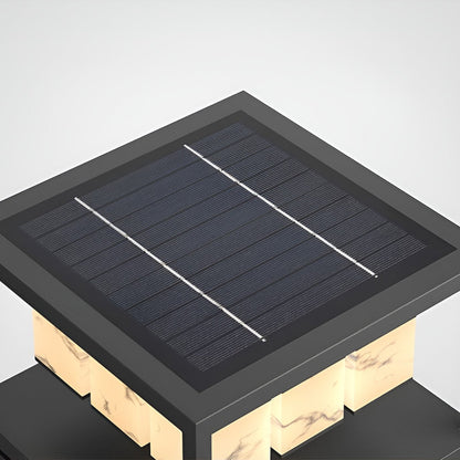 Modern Brick Square Stainless Steel PC Outdoor Pillar Light Black Single or Double Layer Solar or Hardwired IP65 Villa Gate