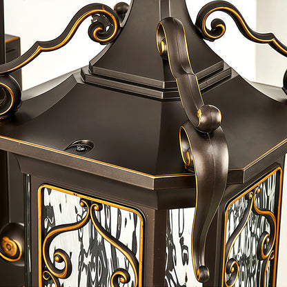 European Gilded Aluminium Outdoor Wall Lantern E27 IP65 Coffee Gold