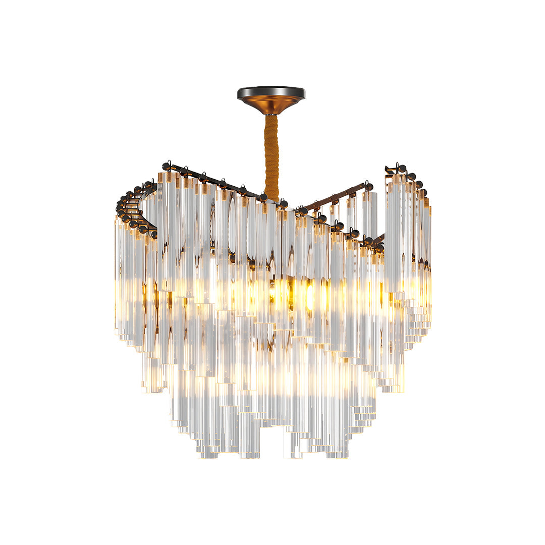 Vintage Crystal Chandelier Full Copper Tiered Cascading Crystal E14 Modern Luxury