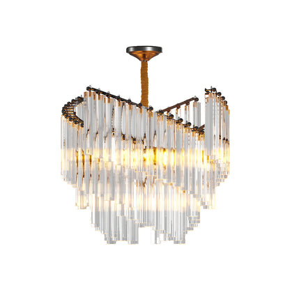 Vintage Crystal Chandelier Full Copper Tiered Cascading Crystal E14 Modern Luxury