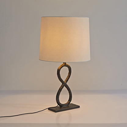 Bronze Pure Copper Table Lamp Twisted Infinity Base Beige Fabric Shade European Luxury LED 8W 23.62 Inch