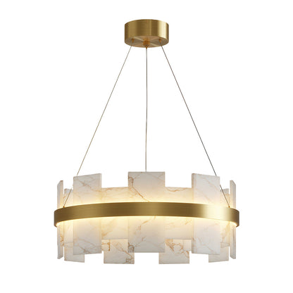 Modern Copper Marble LED Chandelier with 3 Step Dimming for Luxury Dining Room Ceiling Lighting