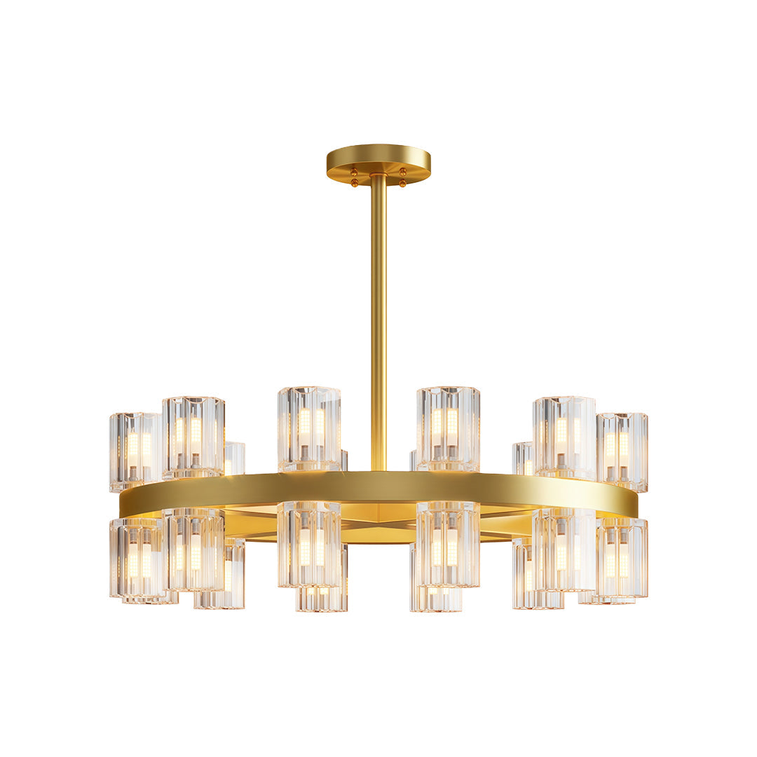 Crystal Chandelier Solid Copper Glass Cylinder Matrix G4 American Style Large-Scale