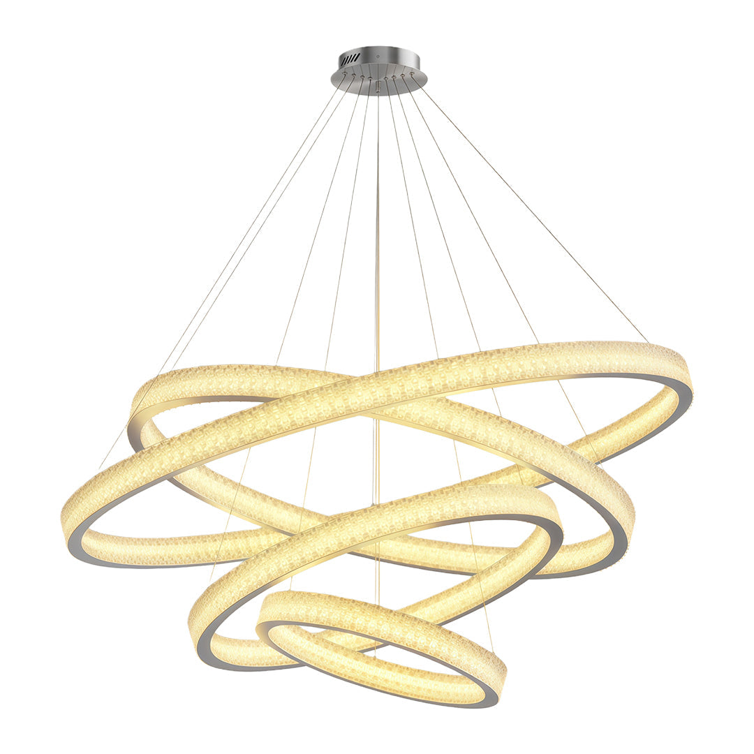 Copper Ring Chandelier White Acrylic Dimmable LED 3000K 6000K Remote 7 Sizes